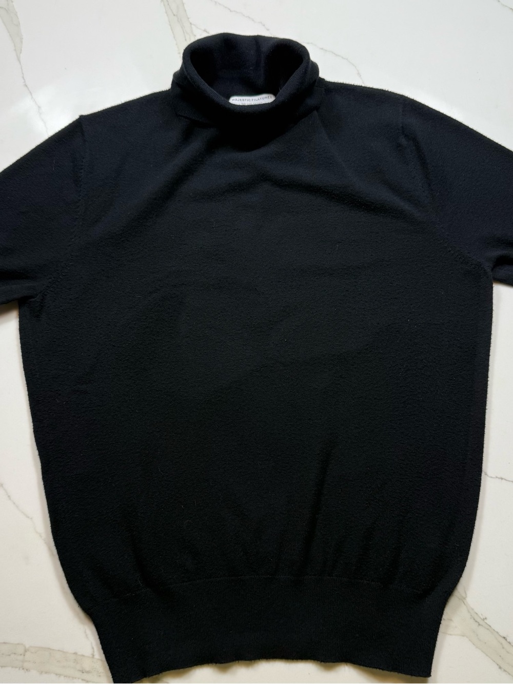 Women’s Majestic Filatures Black Turtleneck Short Sleeve Sweater